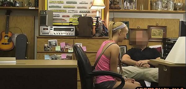  Perky tits blond babe nailed by pawn man